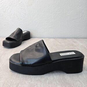 Steve Madden Platform Slides Black Retro Grunge Chunky Flatform Slinky Sandals 9